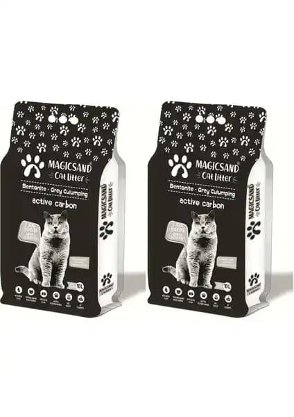 Magicsand Aktif Karbon İnce Taneli Kedi Kumu 10 Litre Seti – Topaklaşma ve Koku Kontrolü