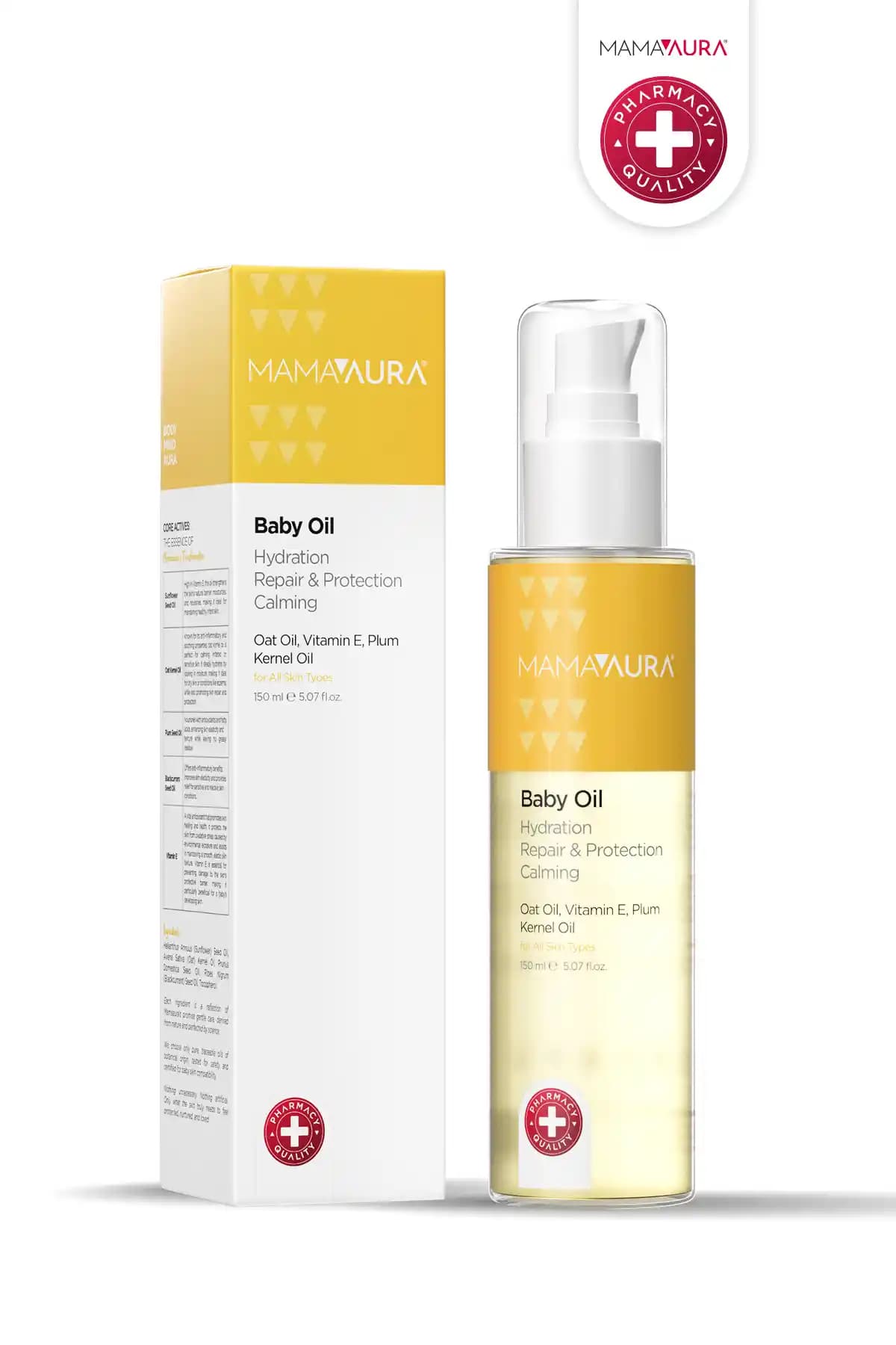 MAMAAURA Bebek Bakım Yağı 150 ml: Nazik nemlendirme, güvenli ve doğal içeriklerle