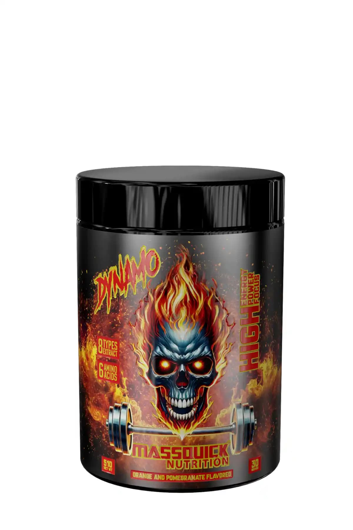MassQuick PREWORKOUT DYNAMO Portakal Nar Aroma 510g: Odaklı Pump Etkili Antrenman Tozu
