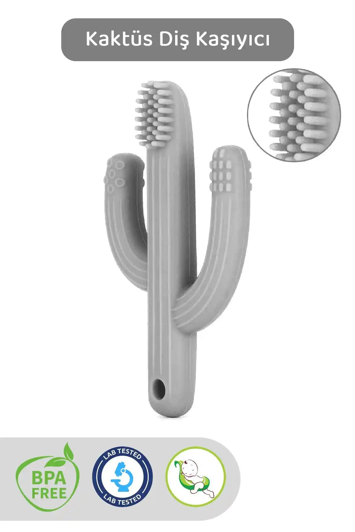 Meleni Baby Kaktüs Silikon Bebek Diş Kaşıyıcı – BPA/PVC/Fitalat İçermeyen, 0-1 Yaş