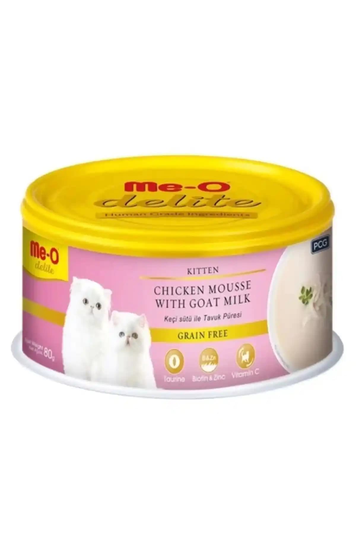 Meo Delite Tahılsız Keçi Sütlü ve Tavuklu Yavru Konserve Kedi Maması 80 gr Özellikleri