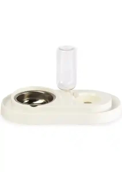 Miapet Hazneli Çelik Taslı Kedi Köpek Mama ve Su Kabı Seti: 500 ml Kapasite ve 14 cm Çap