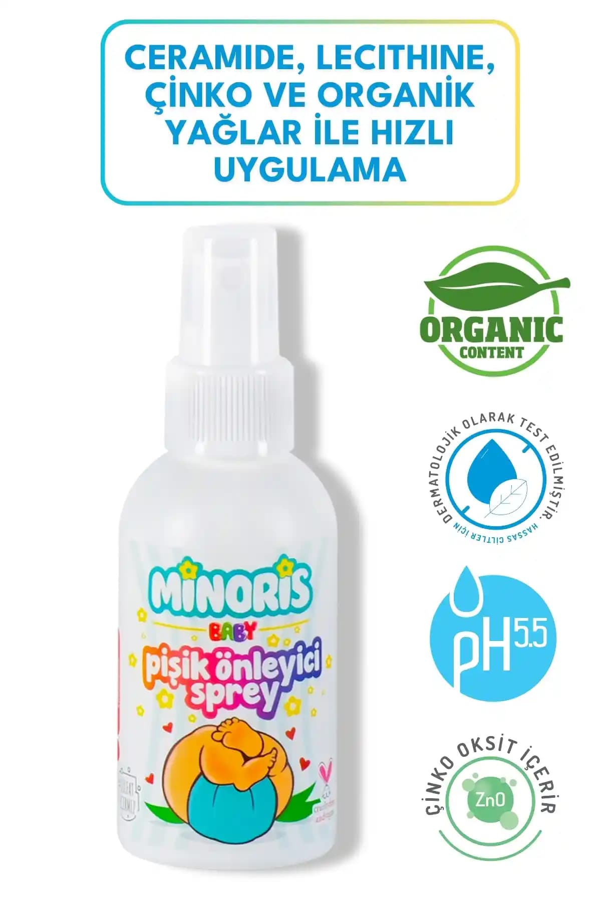 Minoris Baby Organik Pişik Önleyici Sprey 100 ml: Doğal Bariyer ve Kolay Uygulama