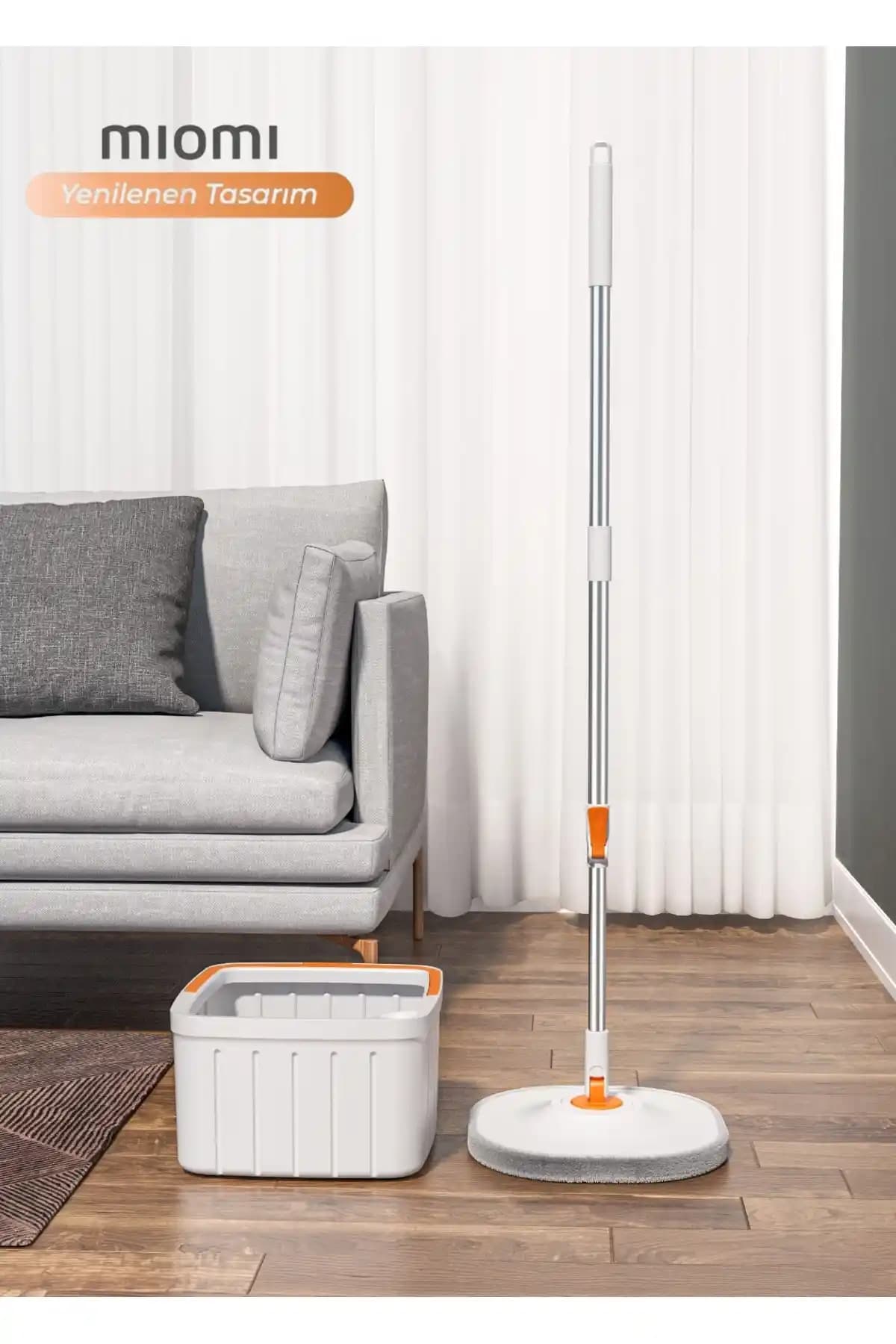 Miomi Mop Temiz&kirli Su Ayıran Seti: Kare Başlık ile Köşe ve Dar Alan Temizliği