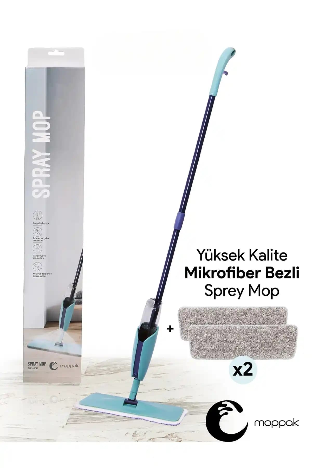 Moppak 360 Derece Dönen Premium Püskürtme Mop: Kolay, Güvenli ve Etkili Zemin Temizliği