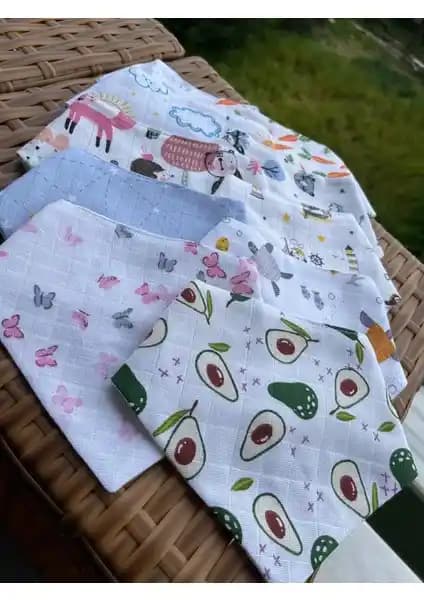 Mugasa %100 Pamuk Bebek Bakım Seti – Müslin Organik, Çift Katlı, 0-12 Ay, 10'lu Takım