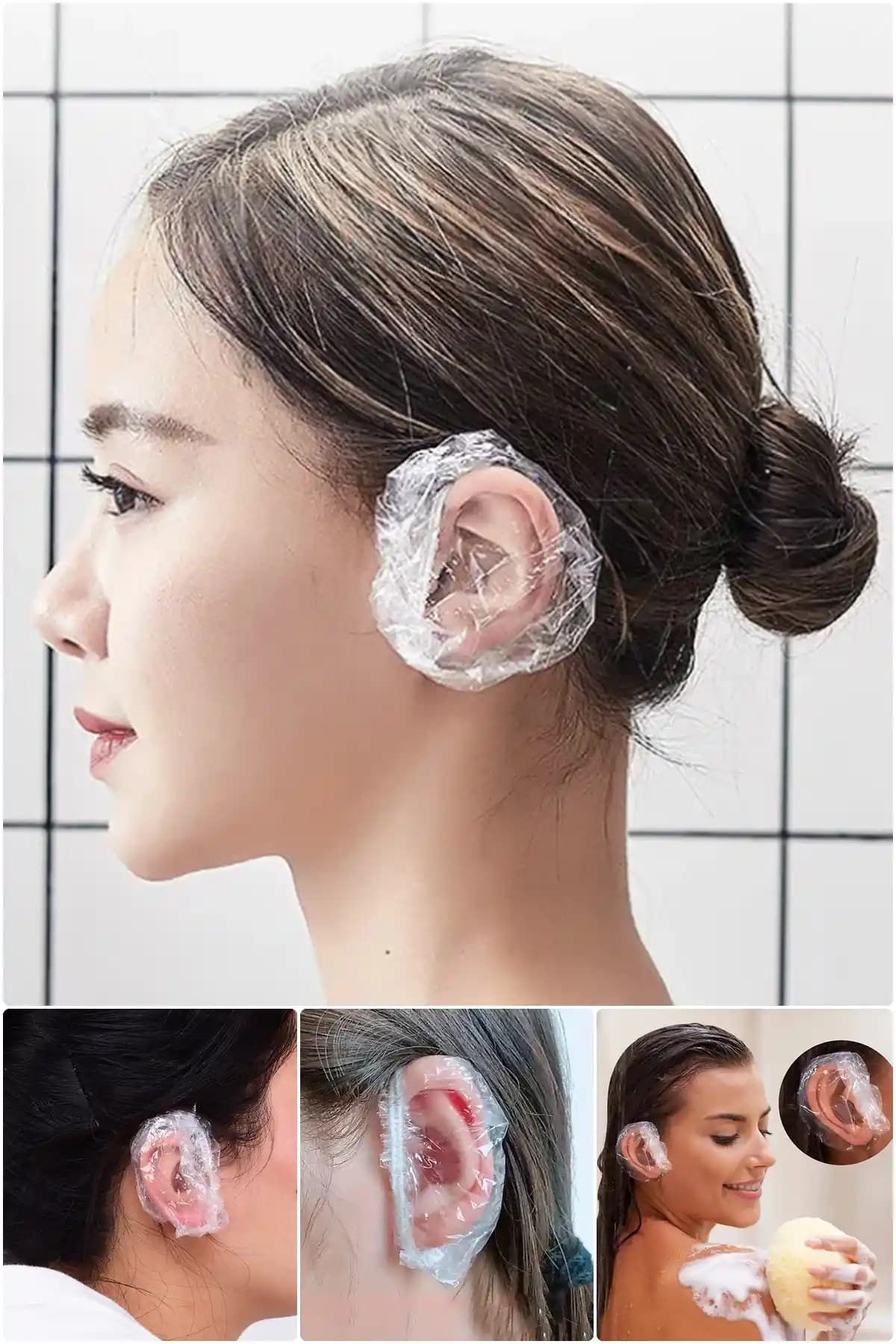 MUHEN Günlük Duş ve Banyo İçin Su Geçirmez Elastik Lastikli Kulak Kapları – 100 Adet