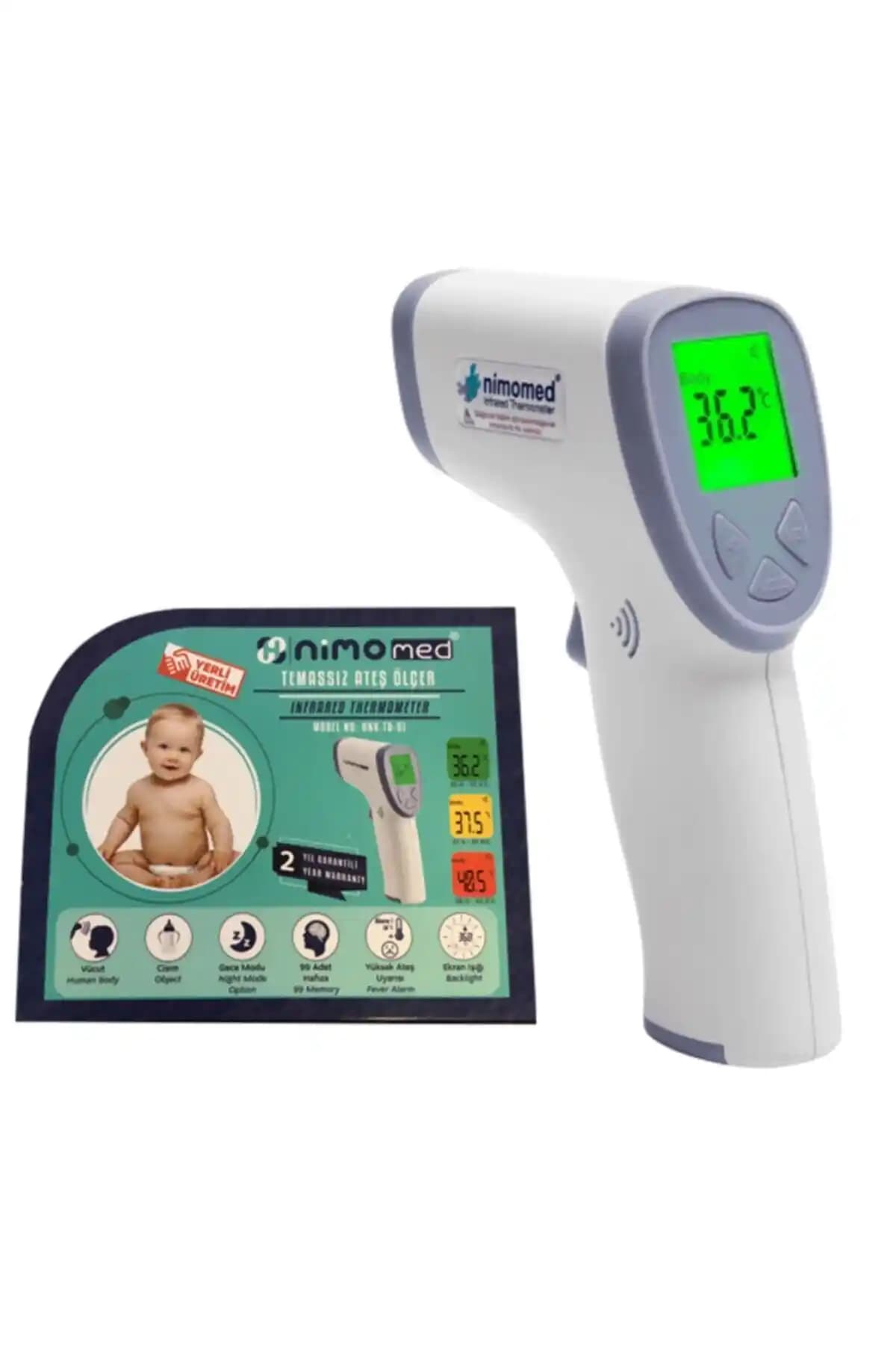 Nimomed Temassız Ateş Ölçer Ev İçin Kızılötesi Ölçüm ve Hafıza Özellikli Cihaz