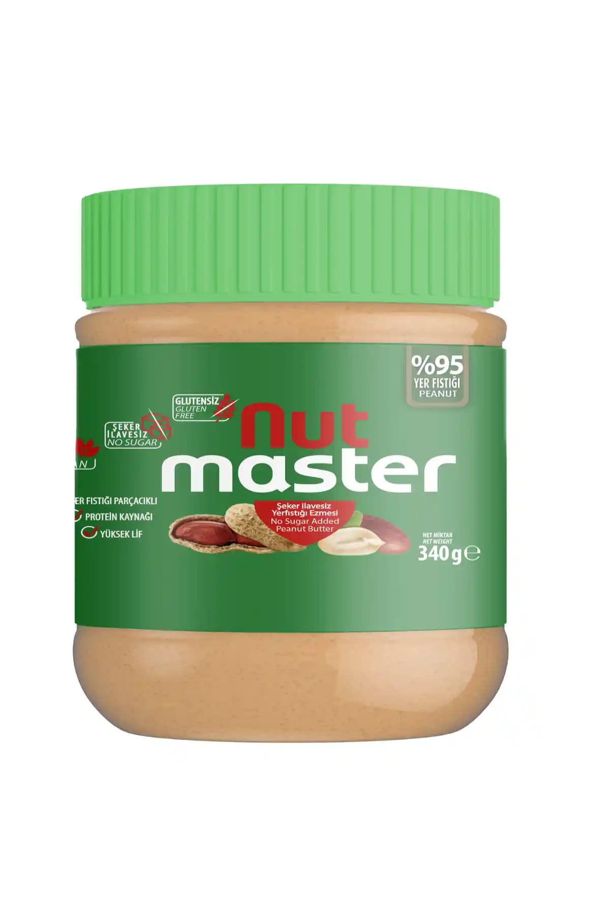 Nut Master Şeker İlavesiz Yer Fıstığı Ezmesi %95 340 g – Doğal Sürülebilir Kahvaltılık