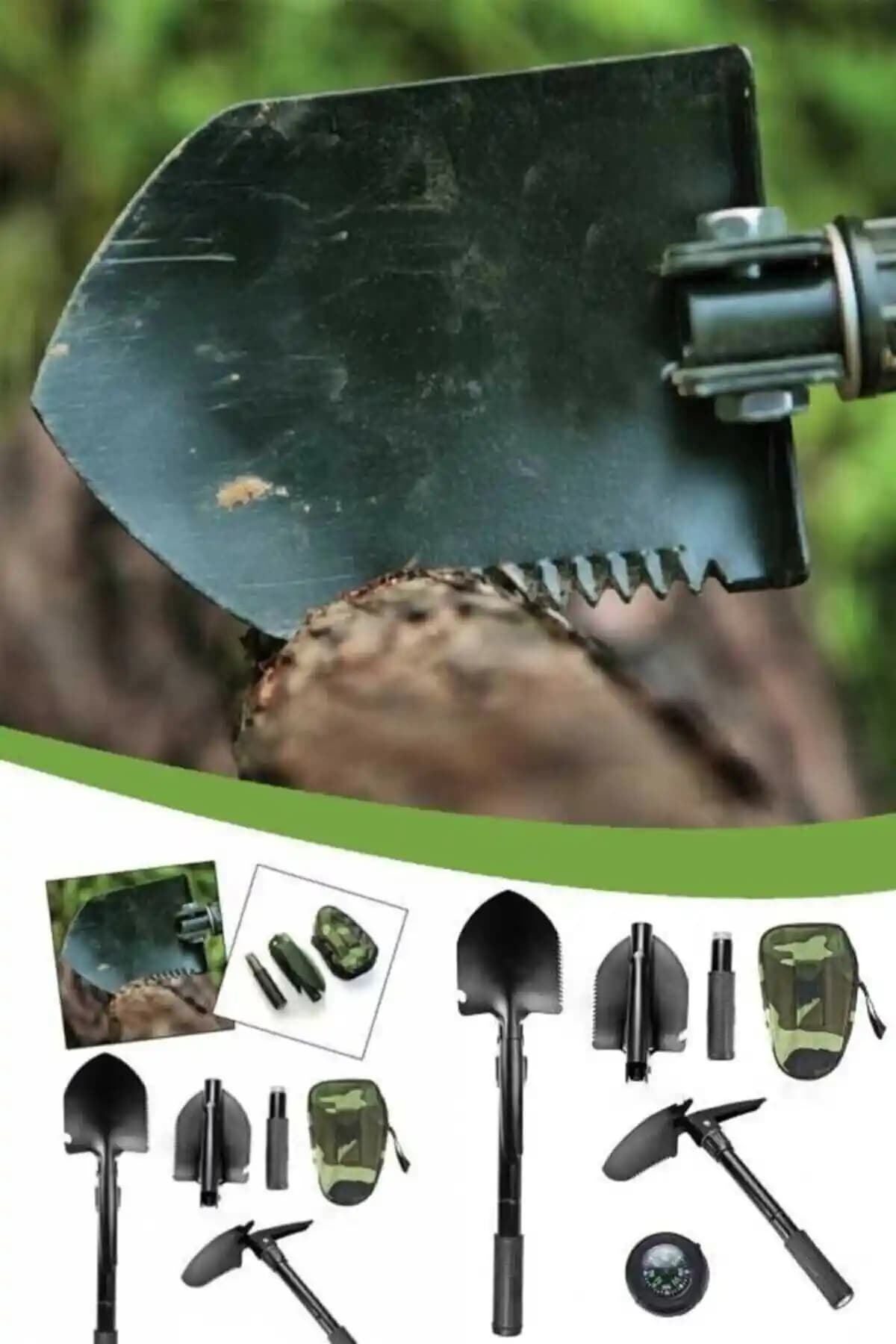 Orcamp Orgaz Portatif Çantalı Pusulalı Katlanabilir Kazma Kürek Seti: 3'ü Bir Arada