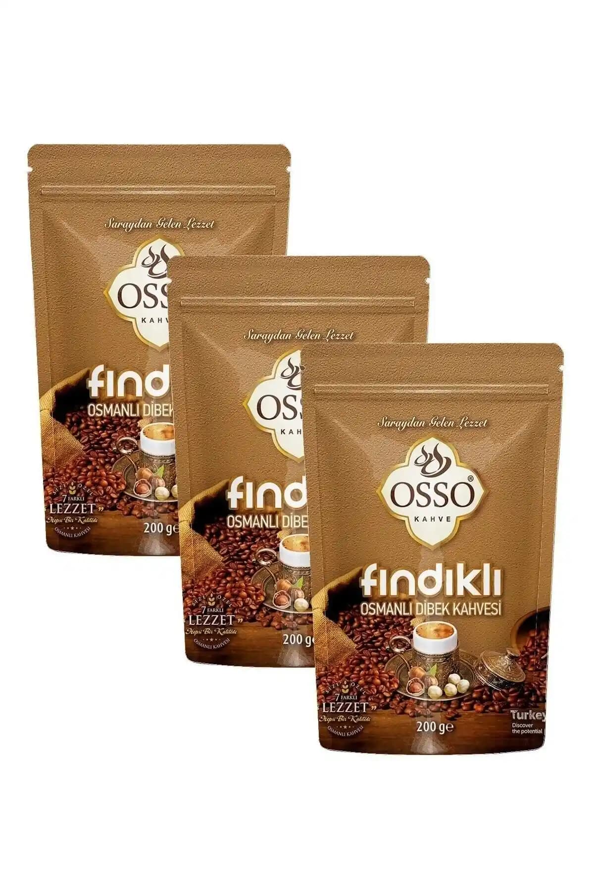 OSSO Fındıklı Osmanlı Dibek Kahvesi 3x200g: Doğal Karışımlar ve Ölçekli Set