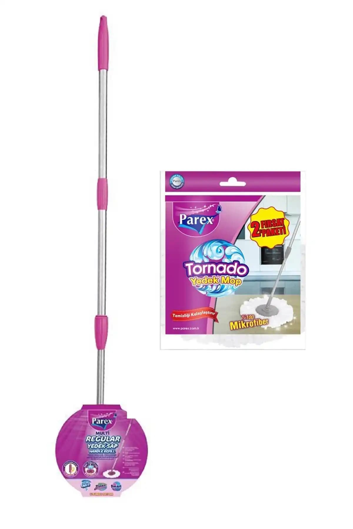 Parex Tornado Saplı Temizlik Seti: Ergonomik Tasarım ve İki Yedek Paspas ile Hızlı Temizlik