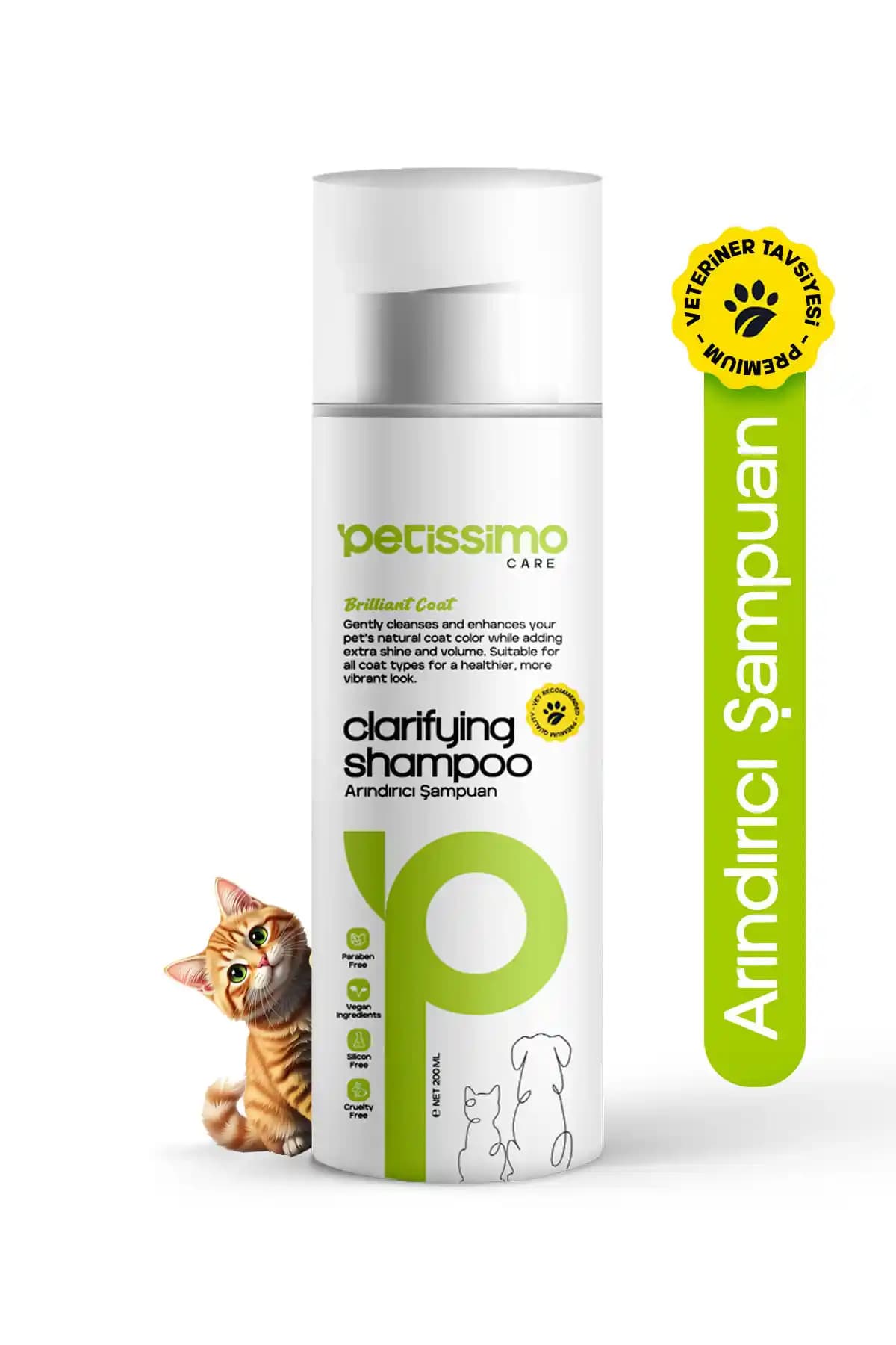 Petissimo Care Arındırıcı Kedi Şampuanı – Pire, Parazit ve Kene Karşıtı Koruma (200 ml)