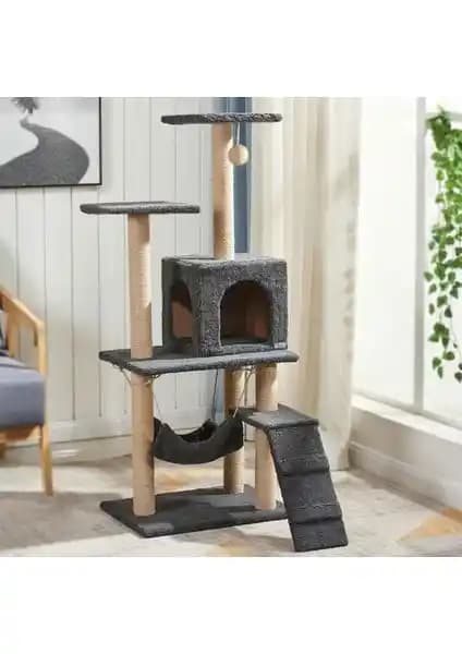 Petsi Palace Kedi Evi: Katlı Tırmalama ve Dinlenme Alanı, Doğal Malzemelerle Güvenli Oyun