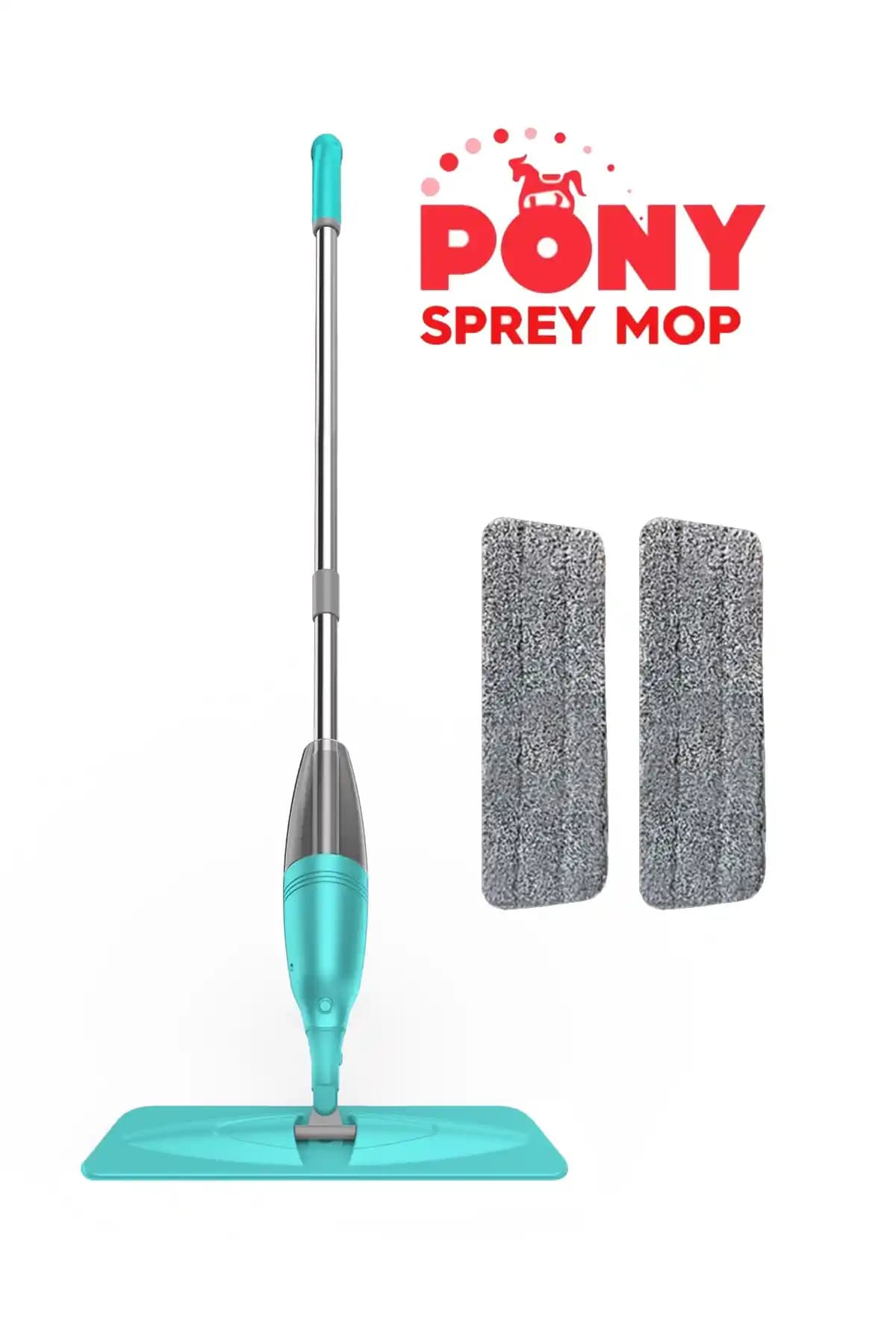 PONY Sprey Mop Yedek Set ile 360 Derece Başlıklı Mikrofiber Temizlik Sistemi