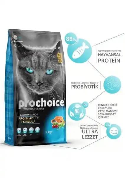 Pro Choice Pro 34 Somonlu Yetişkin Kedi Maması İncelemesi ve Beslenme Profili