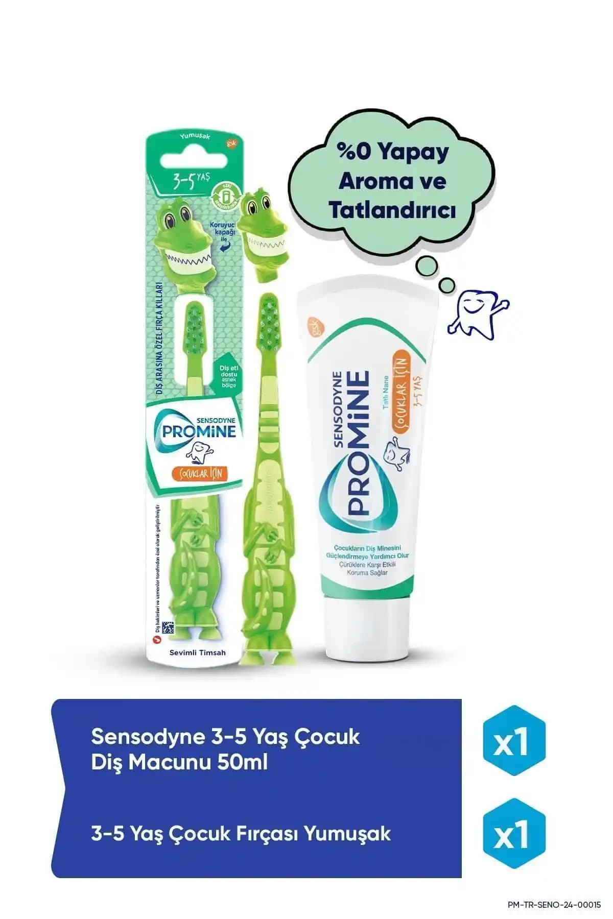 Sensodyne Promine: 3-5 Yaş Florürlü Koruma ve Kapaklı Timsahlı Fırça Seti Sunar