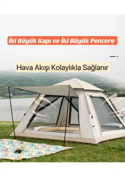 Shufa Kare Kamp Çadırı 240x240 cm, 4–6 Kişi için Tam Otomatik Kurulum ve Geçirmez Tasarım