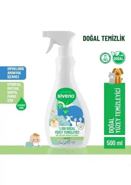 Siveno %100 Doğal Yüzey Temizleyici: Bitkisel Yağlarla Hassas Yüzeyler İçin 500 ml