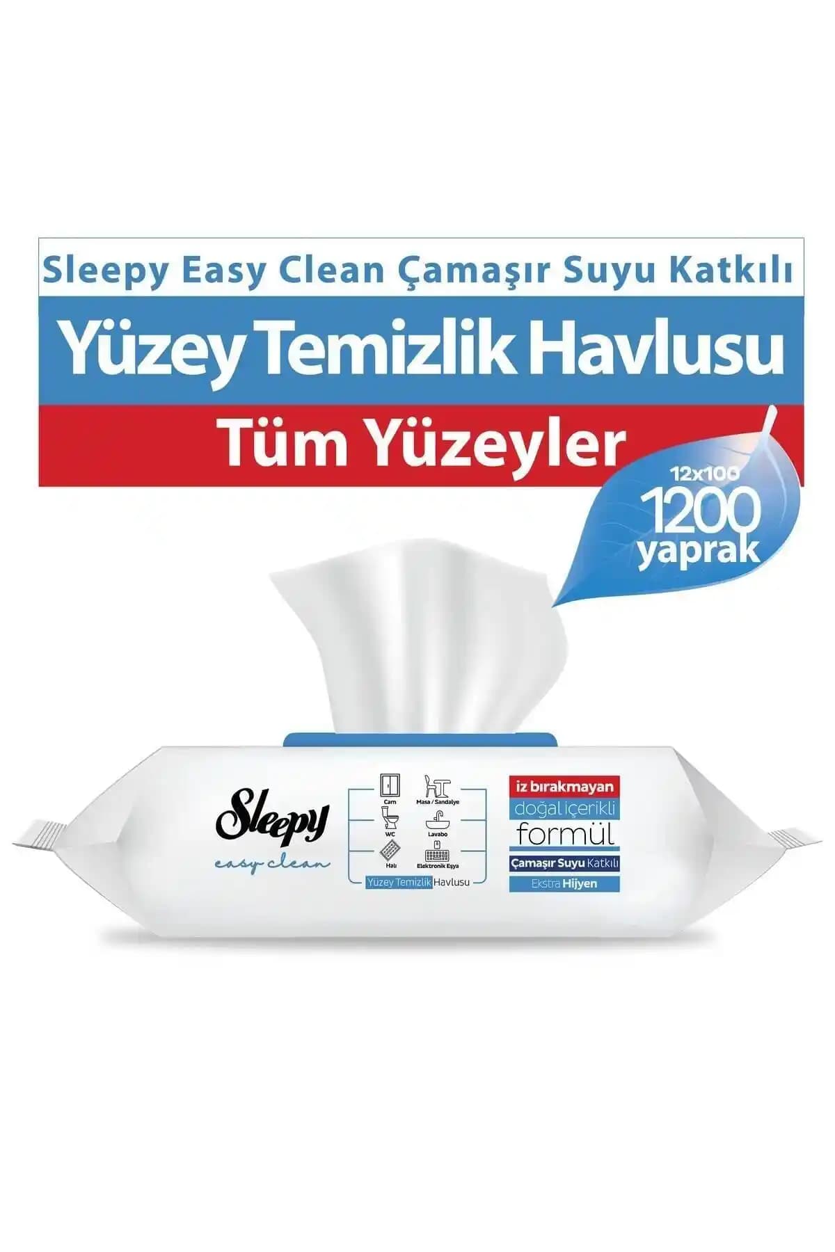 Sleepy Easy Clean Çamaşır Suyu Katkılı Yüzey Temizlik Havlusu ve Mendili – 1200 Yaprak