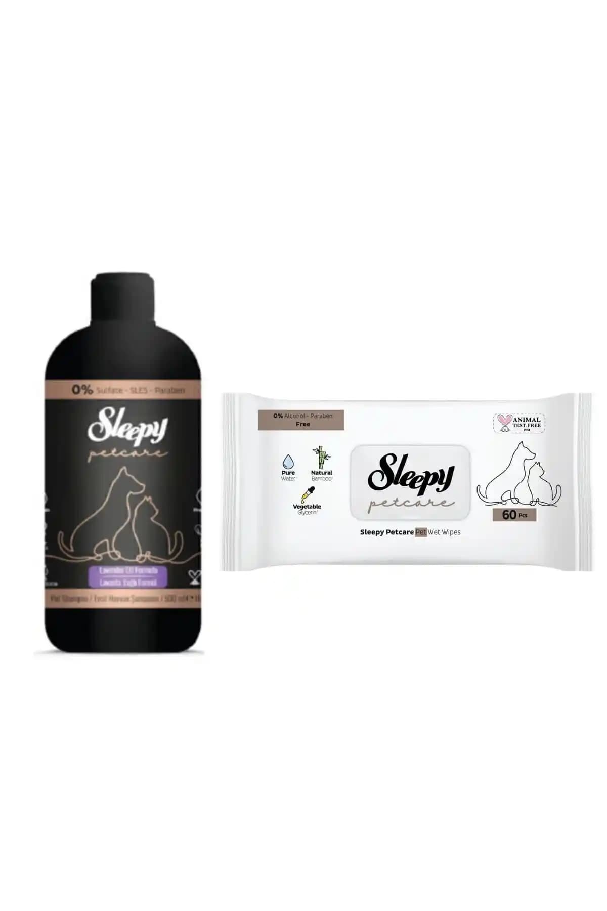 Sleepy Petcare Evcil Hayvan Seti: Islak Havlu ve Lavanta Şampuanı ile Günlük Bakım