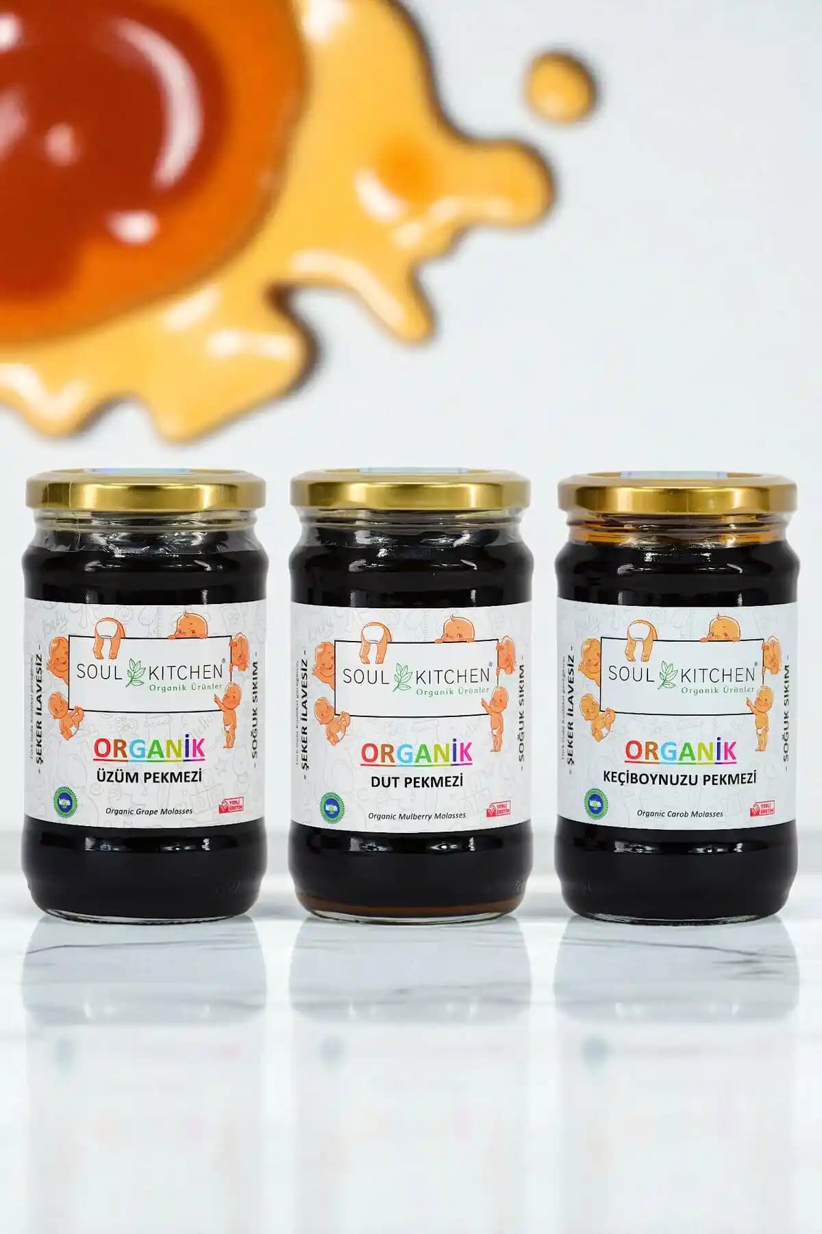 Soul Kitchen Organik Ürünler: 3'lü Pekmez Seti (380 g x3) – Şeker İlavesiz Bebek Ek Gıda