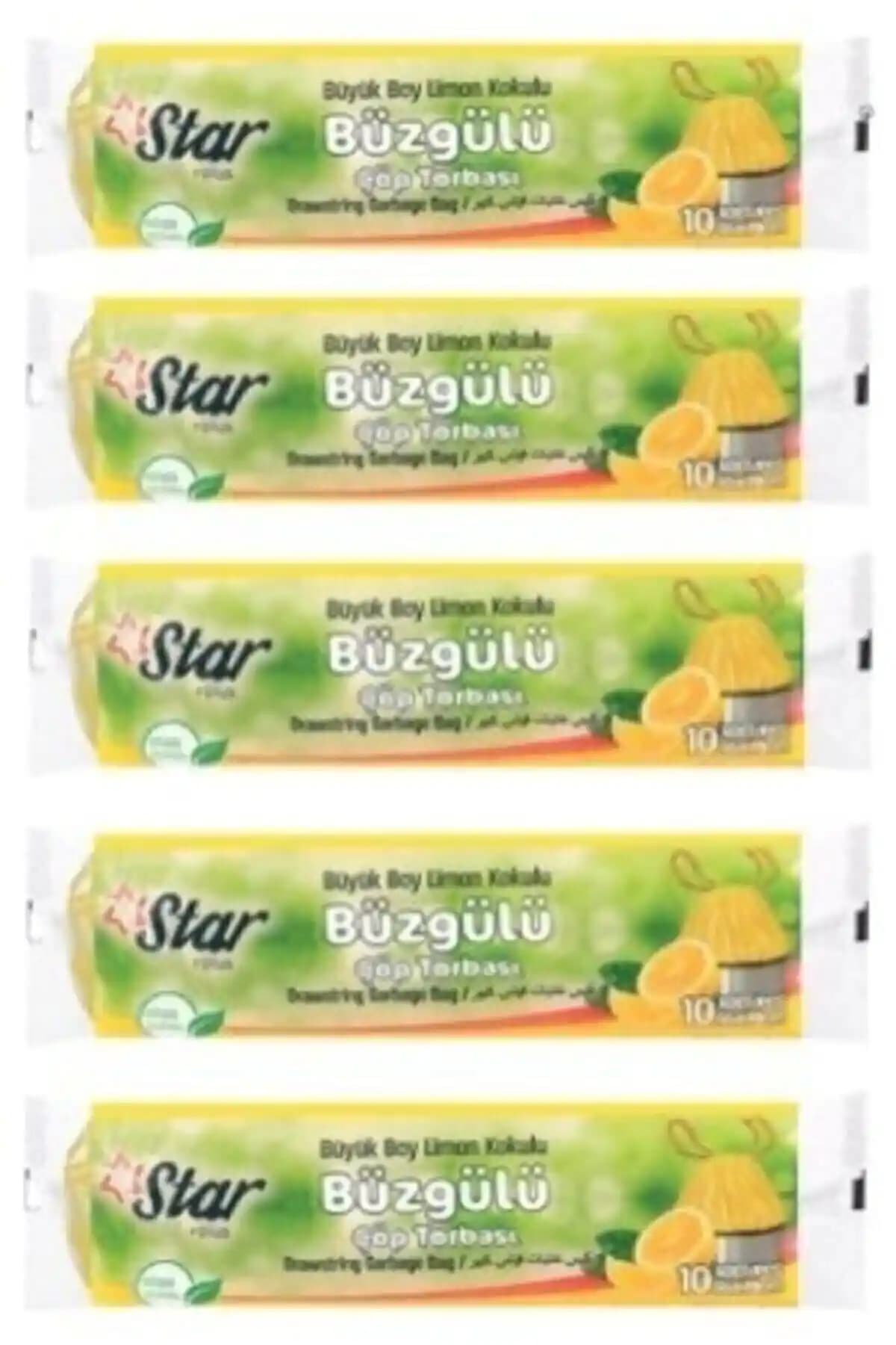 Star Plus Büzgülü Çöp Torbası Büyük Boy 65x70 cm – Limon Kokulu, Dayanıklı