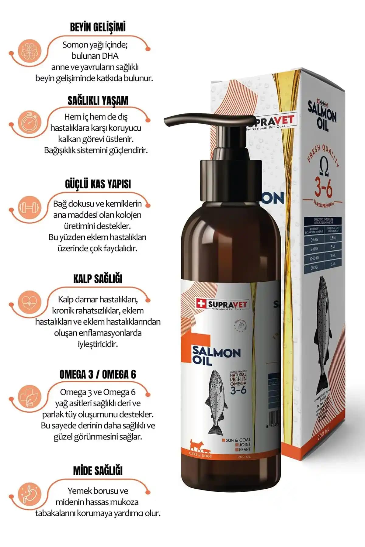 Supravet Salmon Oil 200 ML: Doğal Somon Yağı ile Evcil Hayvan Sağlığını Destekleyin