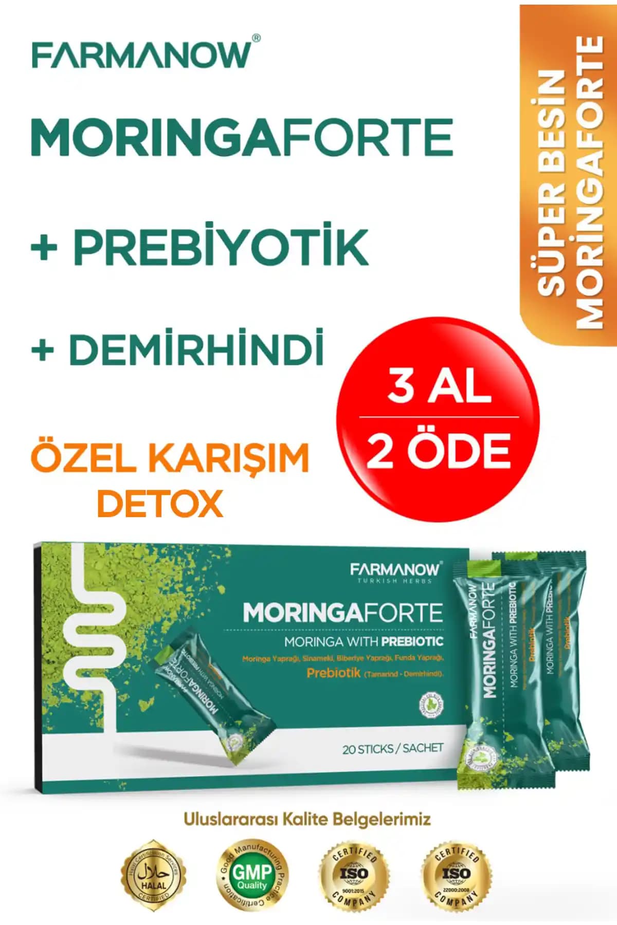 Türk Menşeli Moringaforte Prebiyotik Detoks Form ile Sindirim ve Bağırsak Sağlığı Desteği