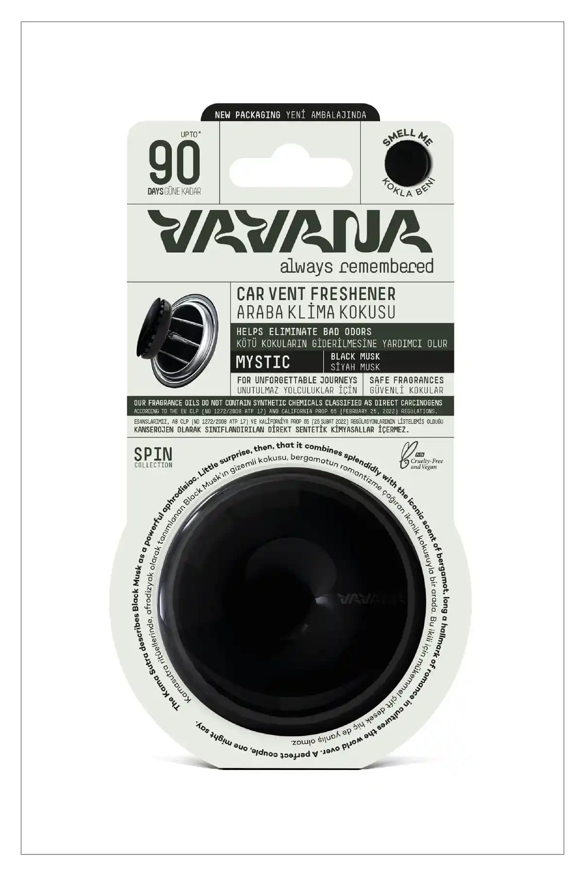 VAVANA Mystic: Siyah misk, sedir ağacı ve bergamot ile uzun ömürlü profesyonel araba kokusu