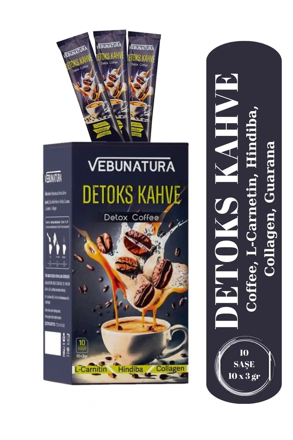VEBUNATURA Detox Kahve: Hindiba, L-Carnitin ve Kolajen İçeren Detoks Kahvesi