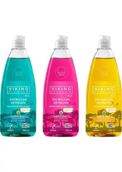 Viking Premium Vegan 3'lü Sıvı Bulaşık Deterjanı: Doğa Dostu, Etkili ve Güvenli Temizlik