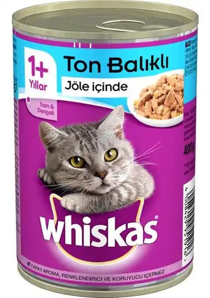 Whiskas Ton Balıklı Kedi Konservesi 400 g x 12 Adet: Yetişkin Kediler İçin Dengeli Mama