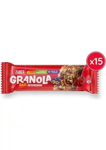 Züber Kırmızı Meyveli Granola Bar 15x25 g: Doğal, katkısız enerji sağlayan atıştırmalık