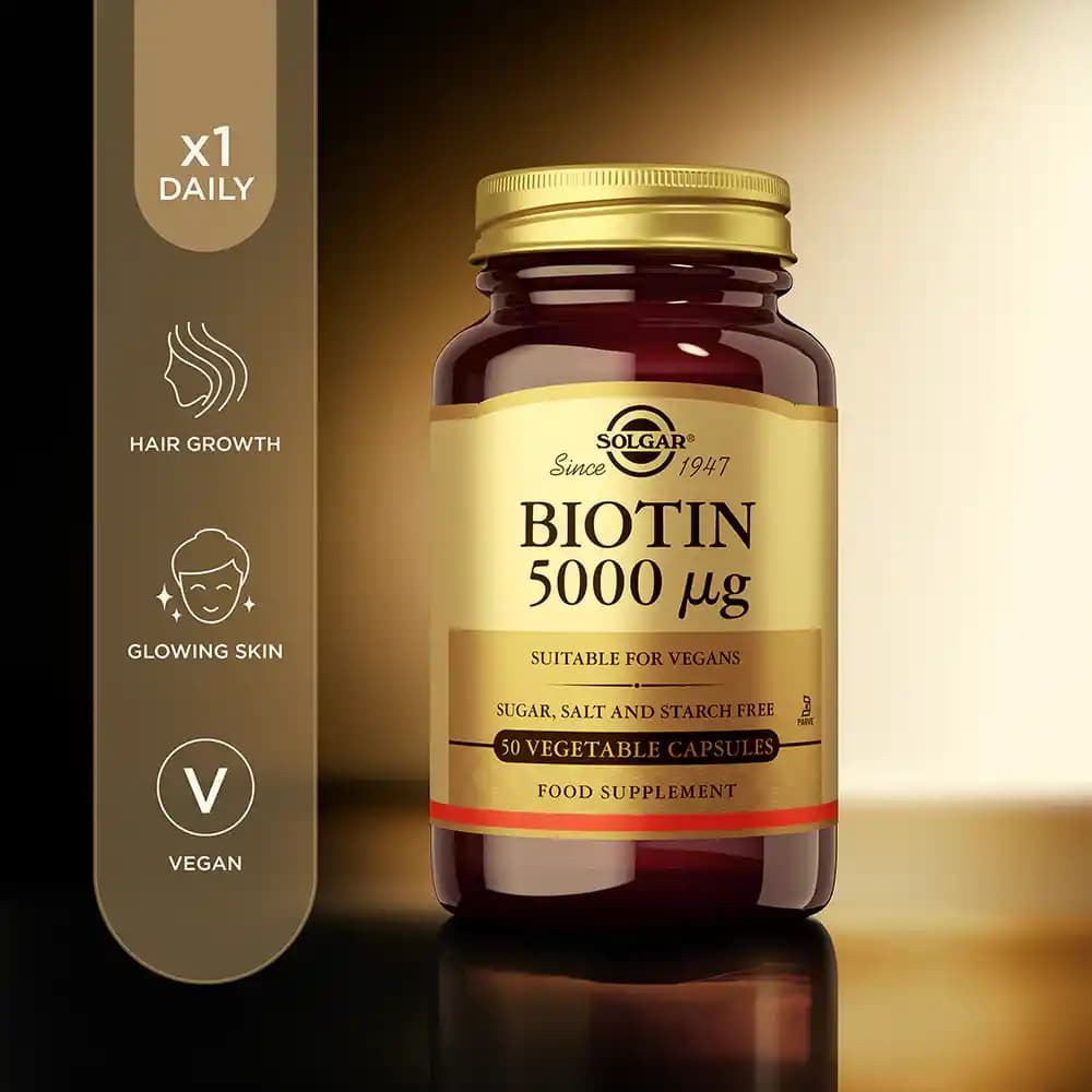 Biotin 5000 Mikrogram Takviyesi ile Saç, Cilt ve Tırnak Sağlığını Destekleyin