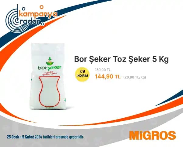 Bor Toz Şeker 5 Kg Endüstriyel ve Büyük Ölçekli Tüketim İçin Uygun Seçenek
