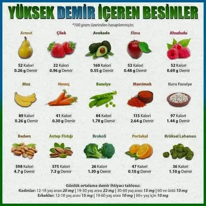 Demir İçeren Yiyecekler ve Sağlıklı Beslenme İlişkisi Analizi