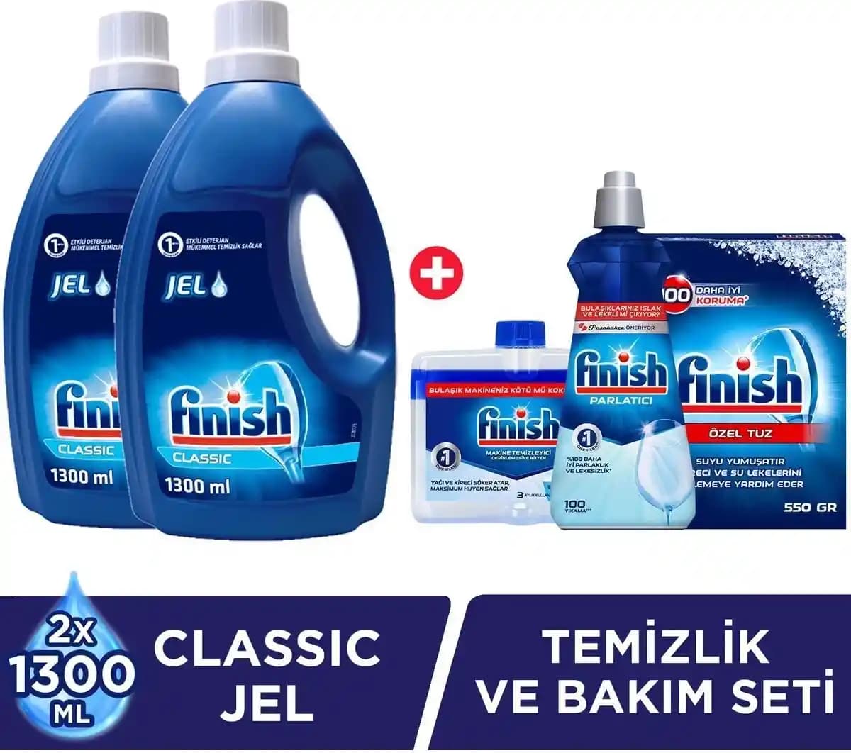 Finish Klasik Jel 1300 ml: Güçlü Temizlik ve Parlaklık Sağlayan Bulaşık Jeli