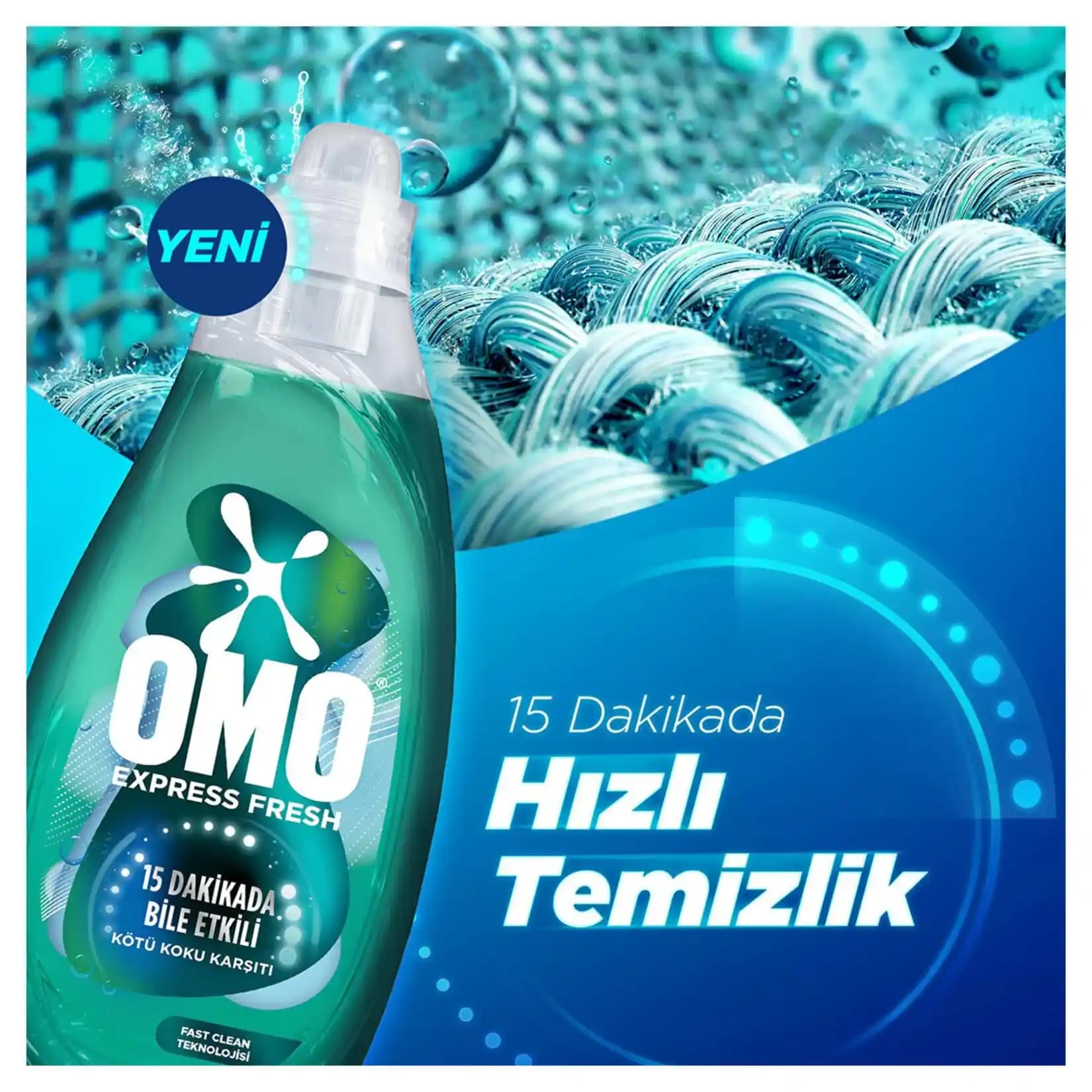 Omo Express Fresh Kötü Koku Karşıtı Çamaşır Deterjanı Hijyen ve Ferahlık Sağlar