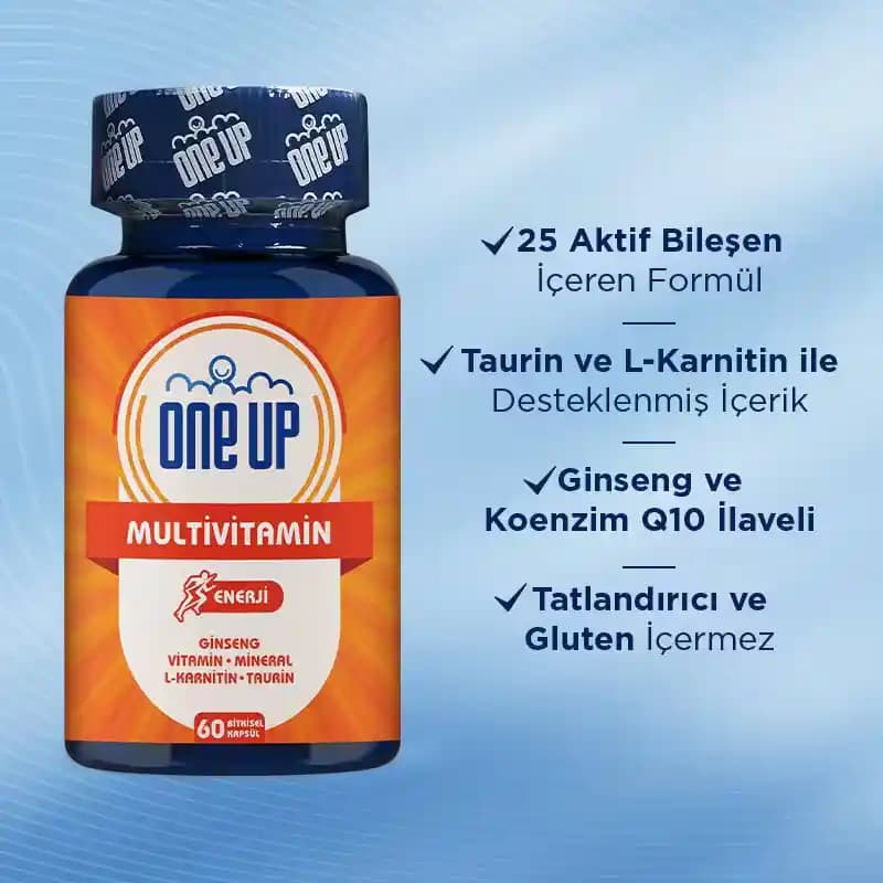 One Up Multivitamin Enerji 60 Kapsül Günlük Enerji ve Sağlık Desteği Sağlayan Takviye Ürünü