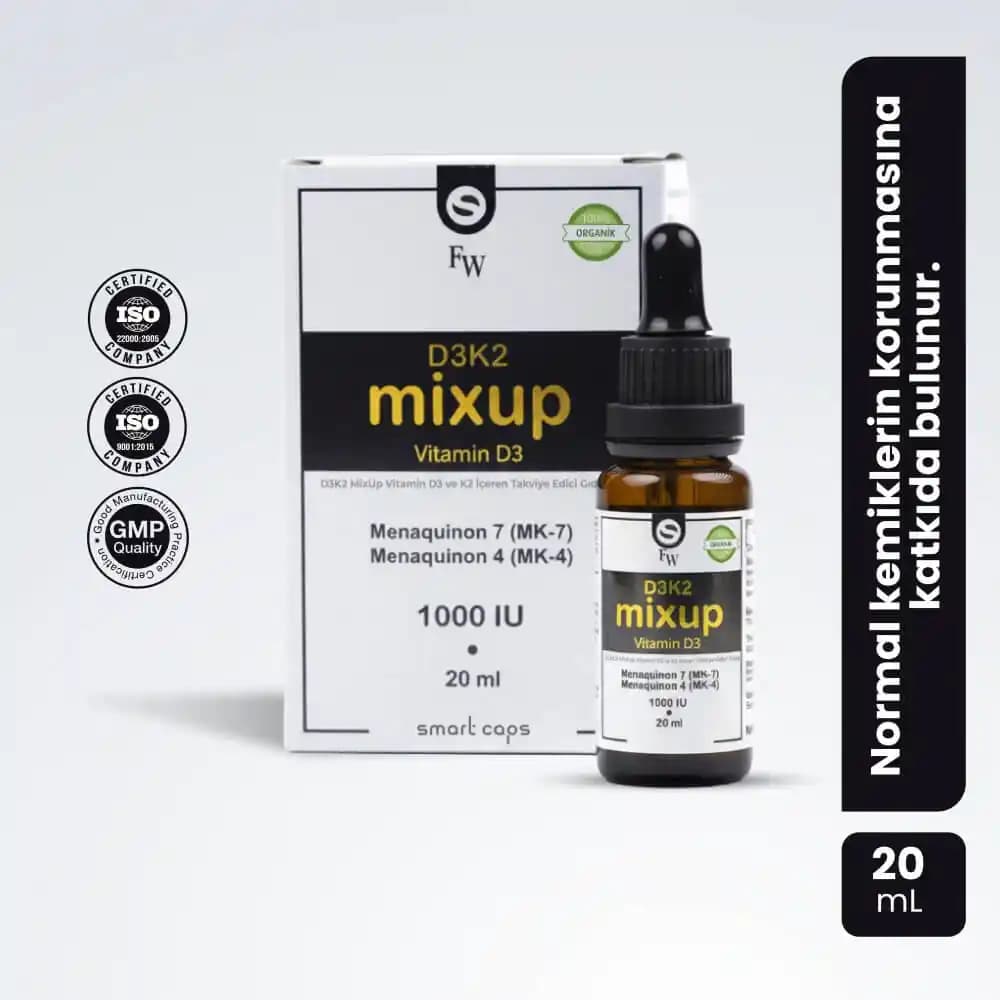 Smart Caps D3K2 Mixup 20 ml damla kemik ve bağışıklık desteği sağlayan takviye