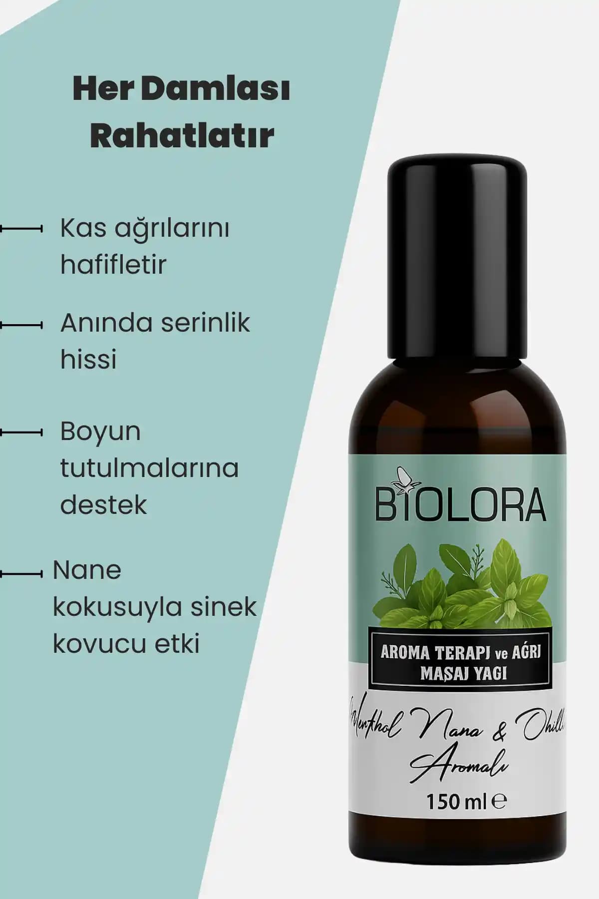 Biolora Medikal Nane ve Okaliptus Rahatlatıcı Masaj Yağı Doğal ve Çok Yönlü Kullanım Sağlar