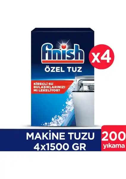 Finish Bulaşık Makinesi Özel Tuz 1500 Gr x 4 Paketle Uzun Süreli Temizlik ve Makine Koruma