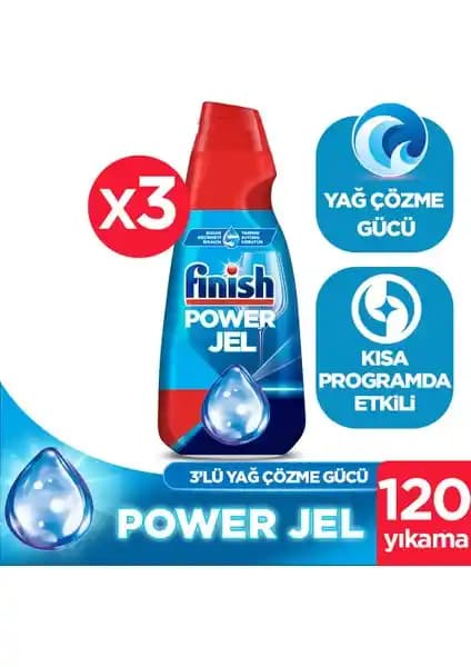 Finish Jel Bulaşık Makinesi Deterjanı 1000 ml x 3 Paketle Etkili Temizlik Sağlar