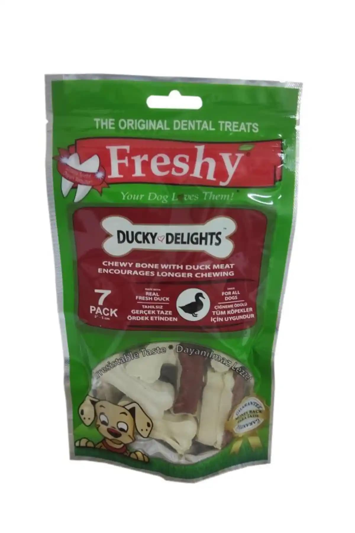 Freshy Ördek Eti Kaplı Beyaz Press Kemik Köpek Ödülü Sağlıklı ve Doğal Atıştırmalık Alternatifi