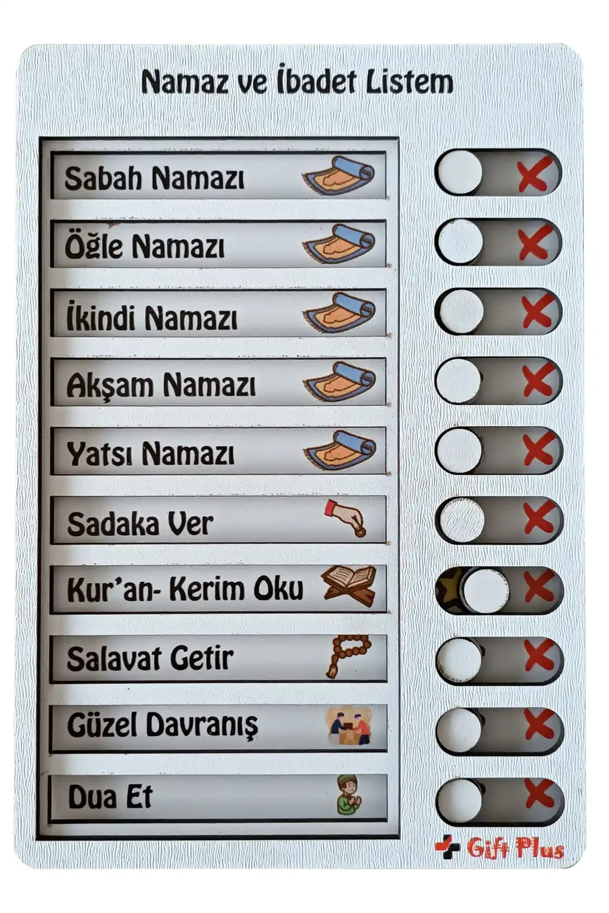 Gift Plus Ahşap Namaz ve İbadet Listesi Çocuklar İçin Dini Eğitim ve Günlük Rutin Aracı