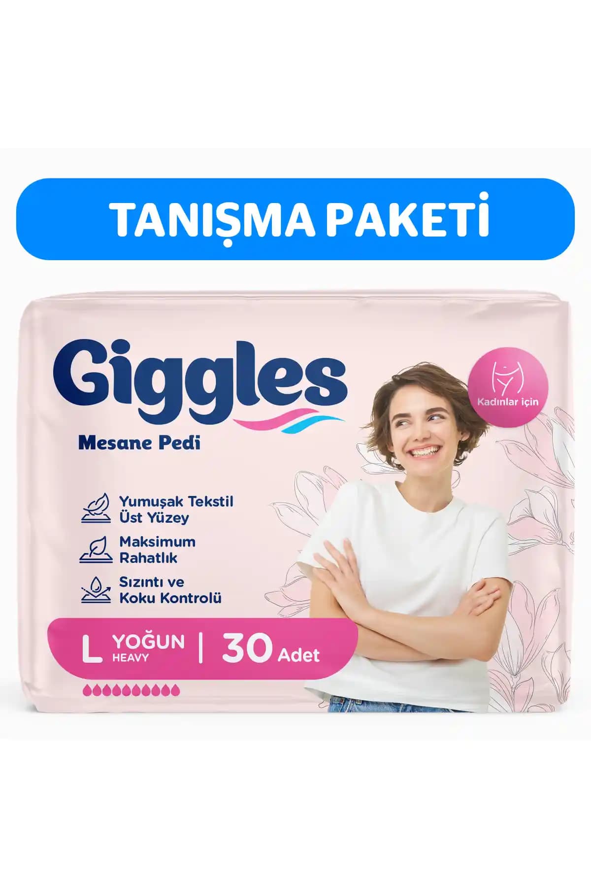 Giggles Kadın Mesane Pedi Large Yoğun Emicilik Güvenilir ve Konforlu Kullanım