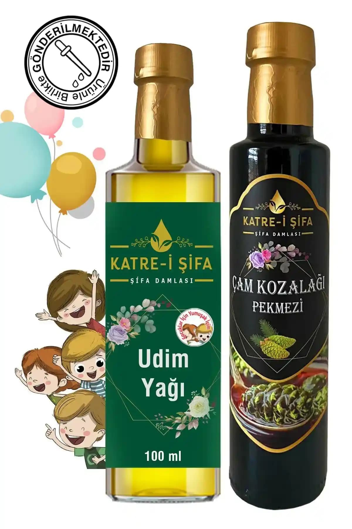 Katre-i Şifa Çocuklar ve Yetişkinler İçin Doğal Udim Yağı ve Çam Kozalağı Pekmezi Seti