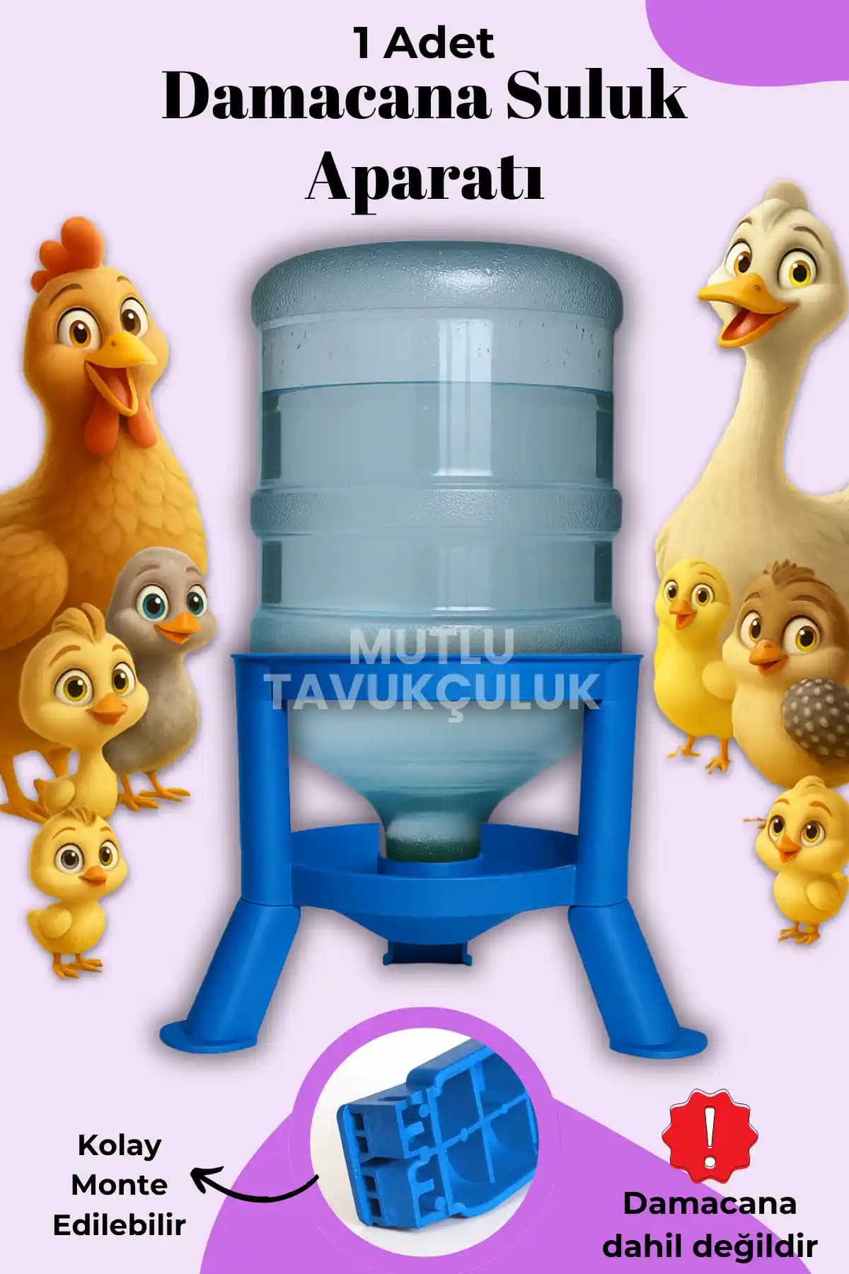 Mutlu Tavukçuluk Akıllı Otomatik Damacana Aparatı Kuşlar İçin Pratik ve Hijyenik Sulama Çözümü