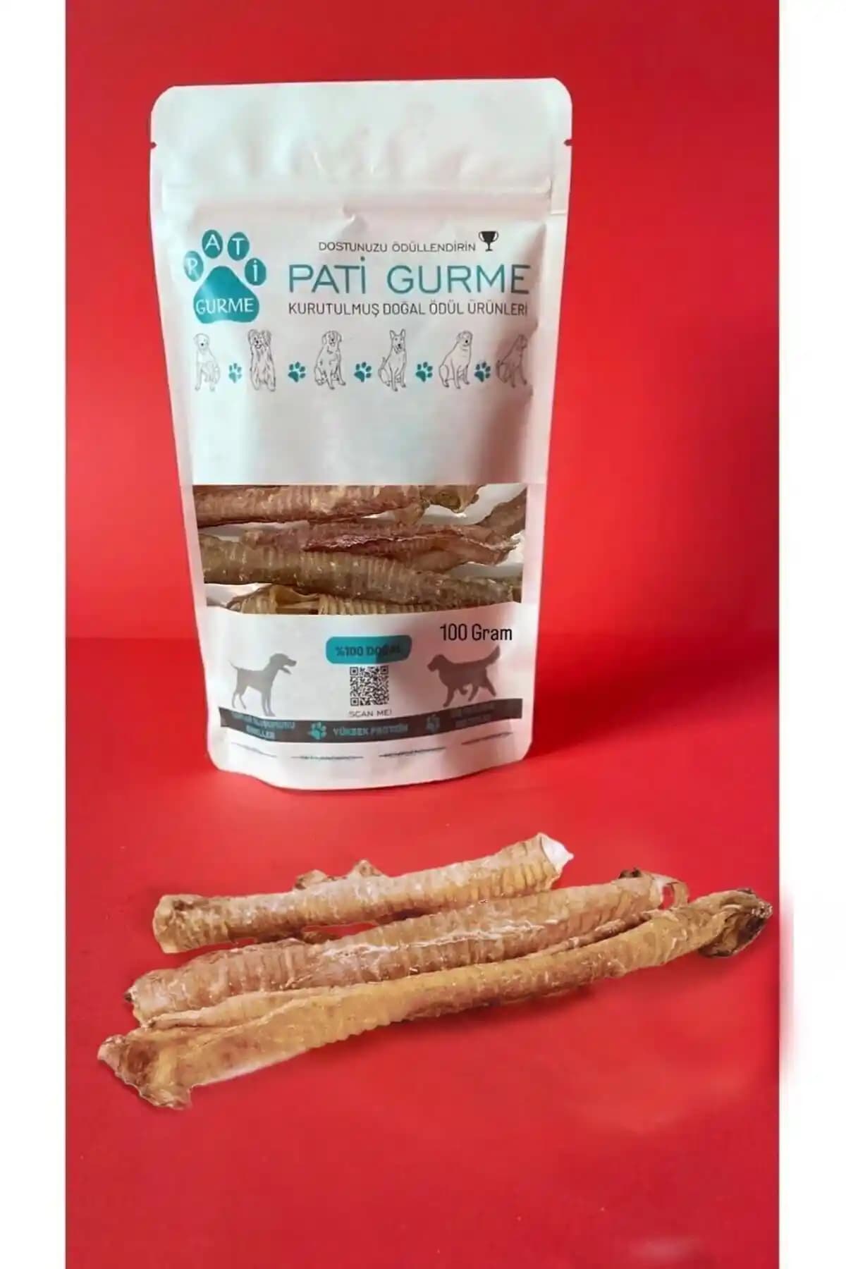 Pati Gurme Kuzu Gırtlak 100 Gram Doğal Köpek Ödülü Sağlıklı Kemirme ve Diş Bakımı